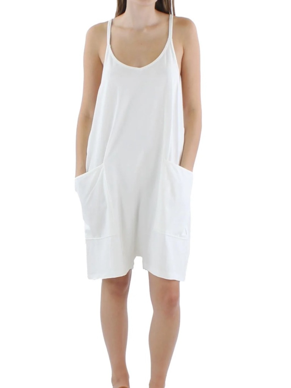 FP Movement by Free People White Casual Spaghetti-Strap Romper